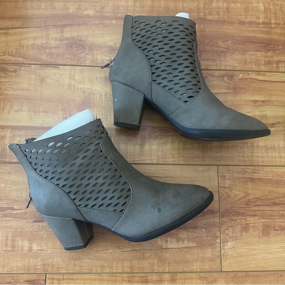 Taupe Ankle Boots with Cutout Design